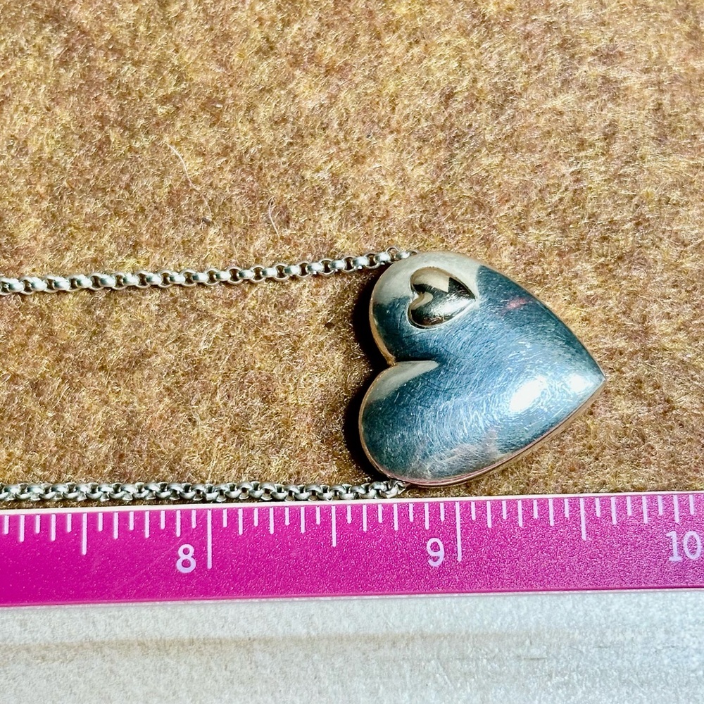 Mikal-Jon Bayanihan 925 Silver & 18K Gold Heart Pendant Necklace 18” Lot#54 - Picture 7 of 11